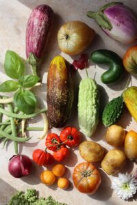 Saisonales Obst und Gemüse im August